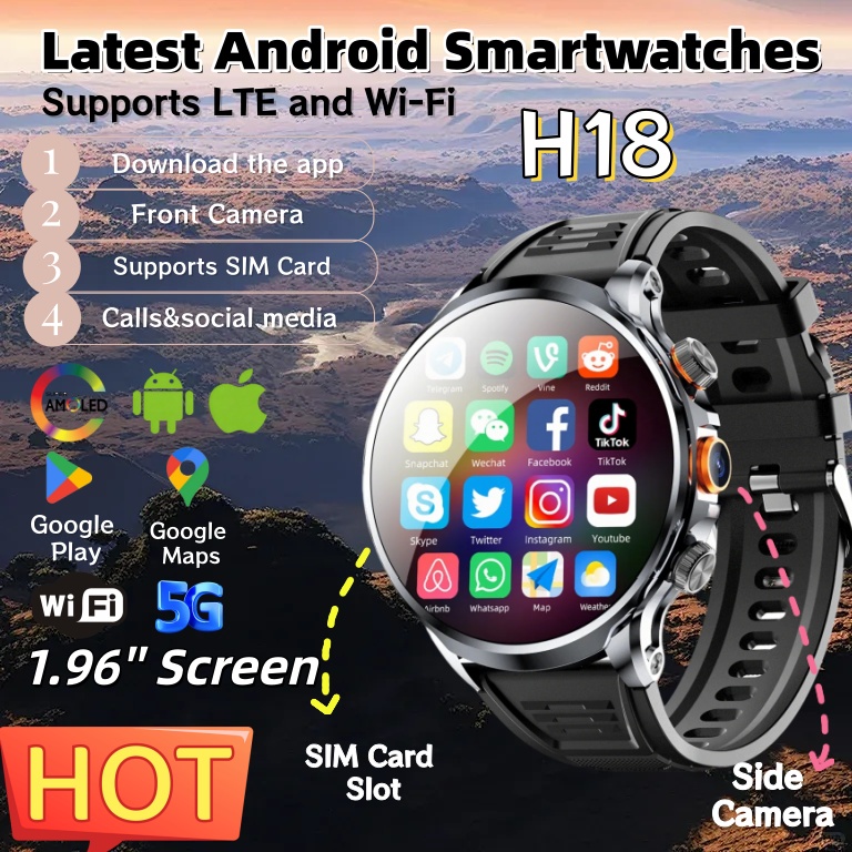 Photography Lighting Gels - 新型4G Android H18スマートウォッチ 1.95インチ 490*490大画面カメラ ビデオ通話対応