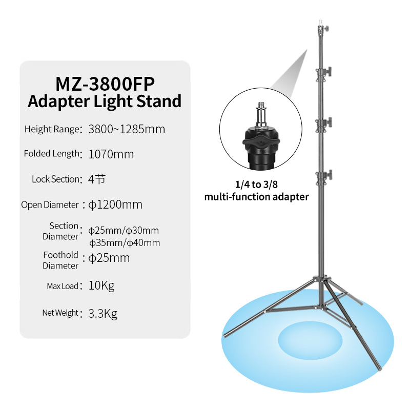 Good Lighting In Photography - JINBEI MZ-3800FP プロ用写真撮影工業用三脚ライトスタンド エアクッション アルミ製スタジオLEDライトスタンド 優良