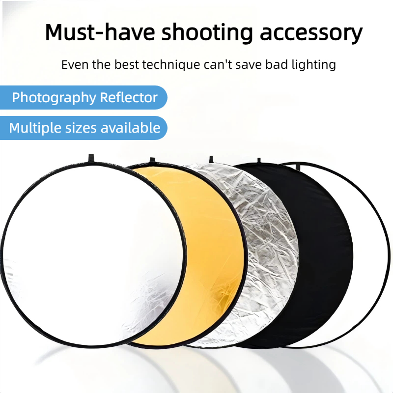 Photography Lighting Portrait - 2-in-1両面ゴールドシルバーリフレクター、ポータブル折りたたみ式ライトパネル、ポートレート、ライブストリーミング、スタジオ、屋外撮影用