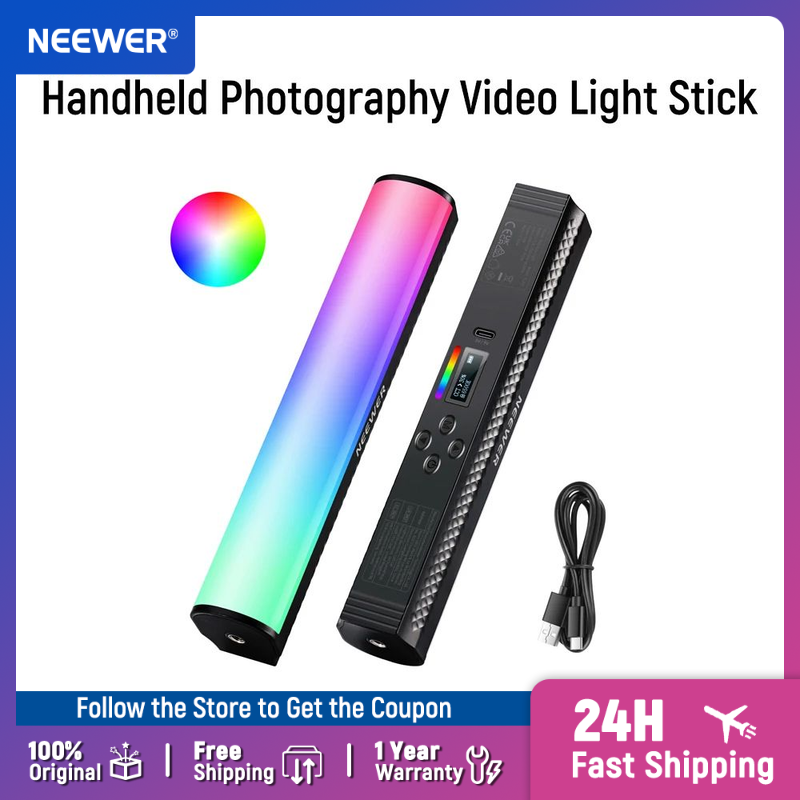 Photography Lighting Youtube - NEEWER RGBライトワンド、アプリ制御、マグネット式ハンドヘルド写真撮影ビデオライトスティック、調光可能、CRI95+フルカラーLEDチューブバー