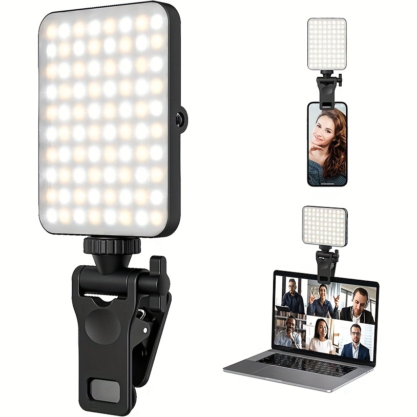 Photography Lighting Video - 1個の充電式磁気LED自撮りライト、3モード調光可能なライト、3000mAh、120LED、電話/ラップトップ/PC、メイクアップ、ビデオ用クリップオン