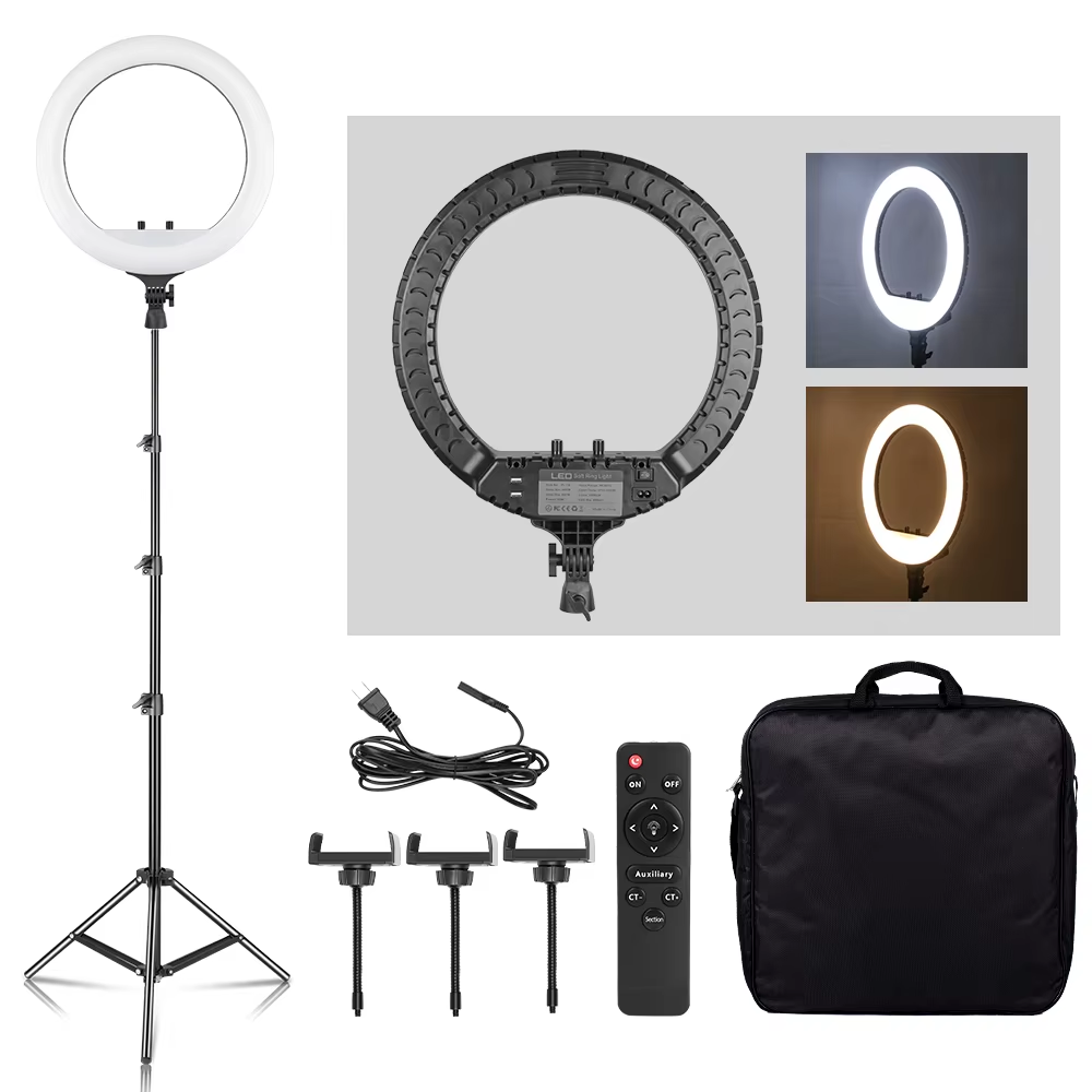 SH 18インチノブリングライトLEDセルフィービデオランプ - Photography Lighting Youtube のレビューと価格