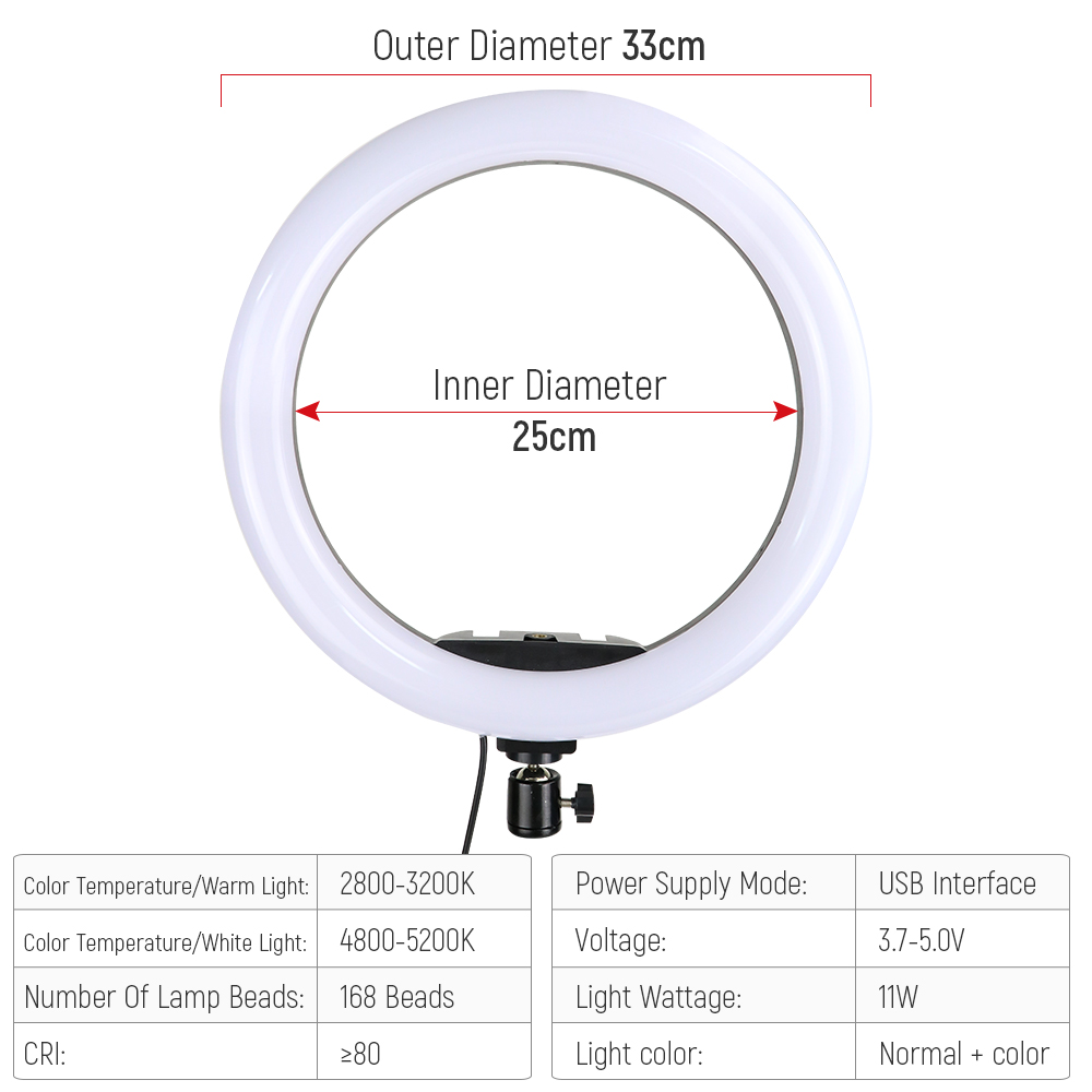 13インチRGBセルフィーリングライト三脚スタンド付きスマホ - Photography Lighting Youtube のレビューと価格