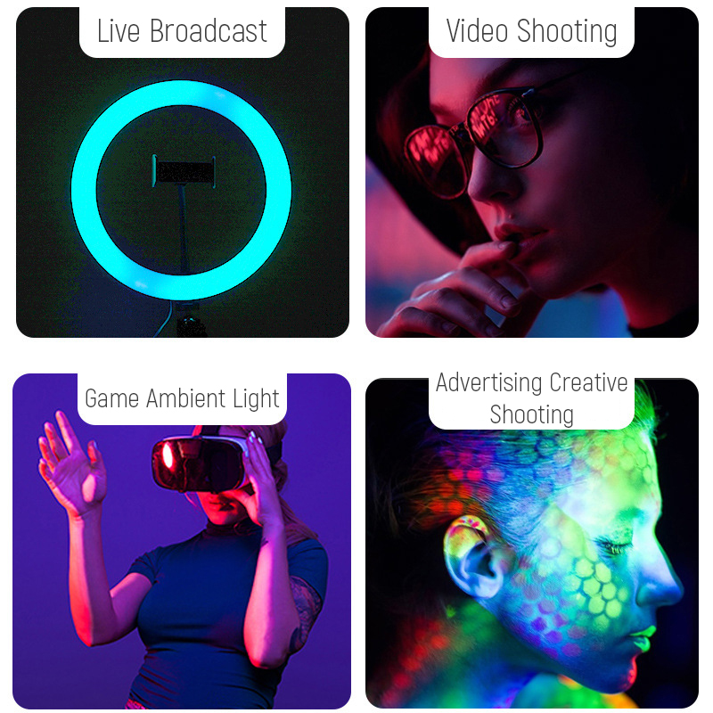 13インチRGBセルフィーリングライト三脚スタンド付きスマホ - Photography Lighting Youtube のレビューと価格