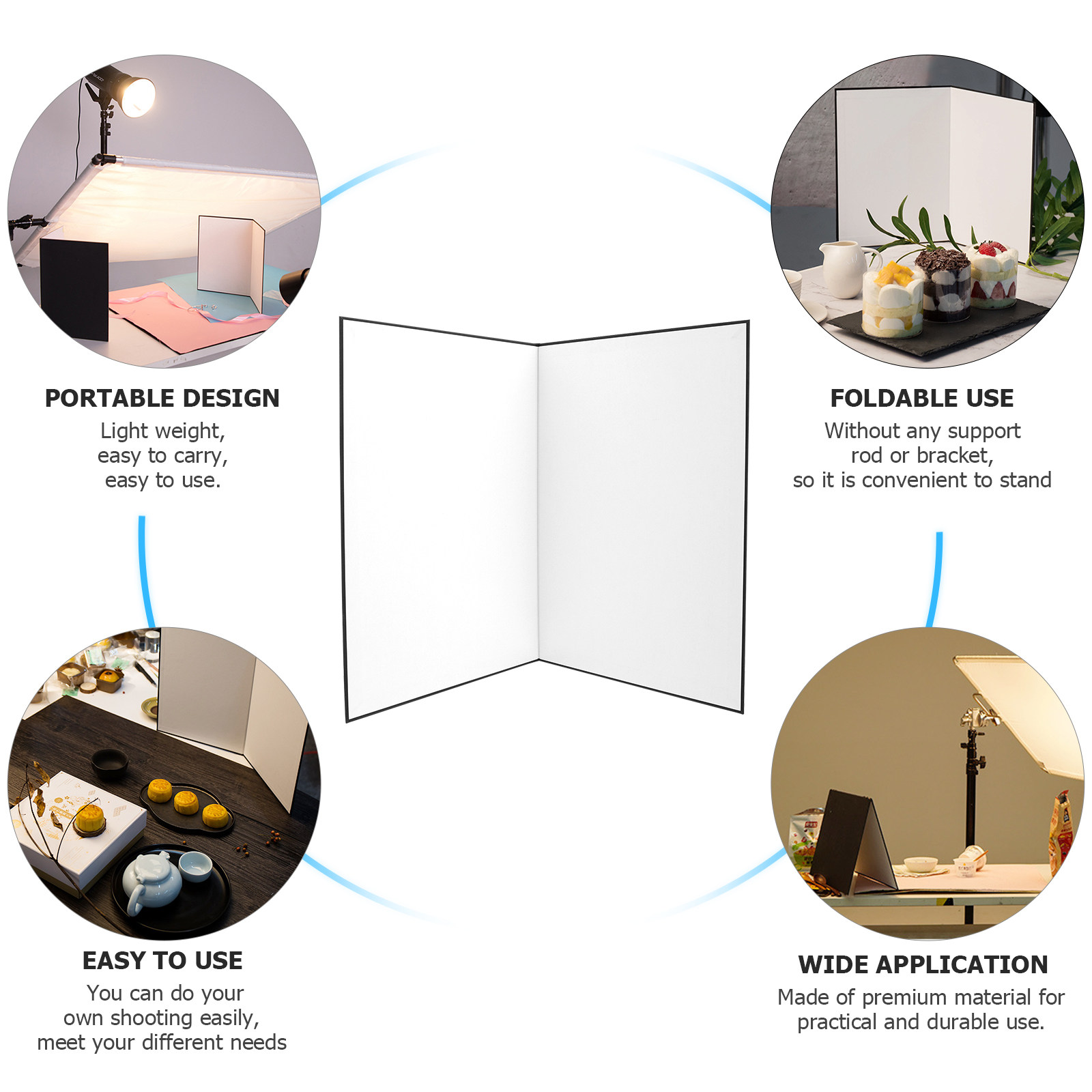 折りたたみ式A3写真用反射板 両面長方形ライトリフレクター  - Photography Lighting For Food のレビューと価格