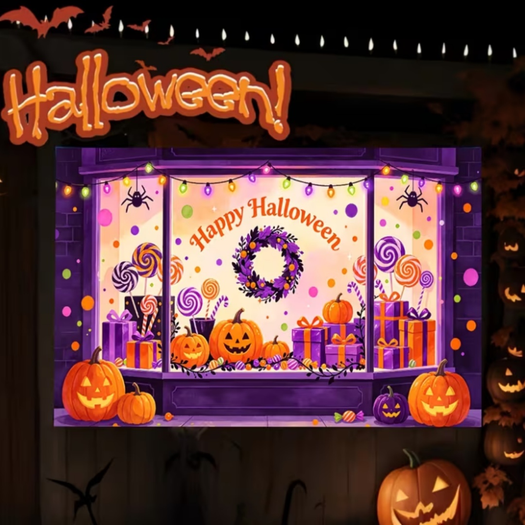 パープルハロウィンショップテーマパーティーデコレーション背景 - Photography Lighting For Food のレビューと価格