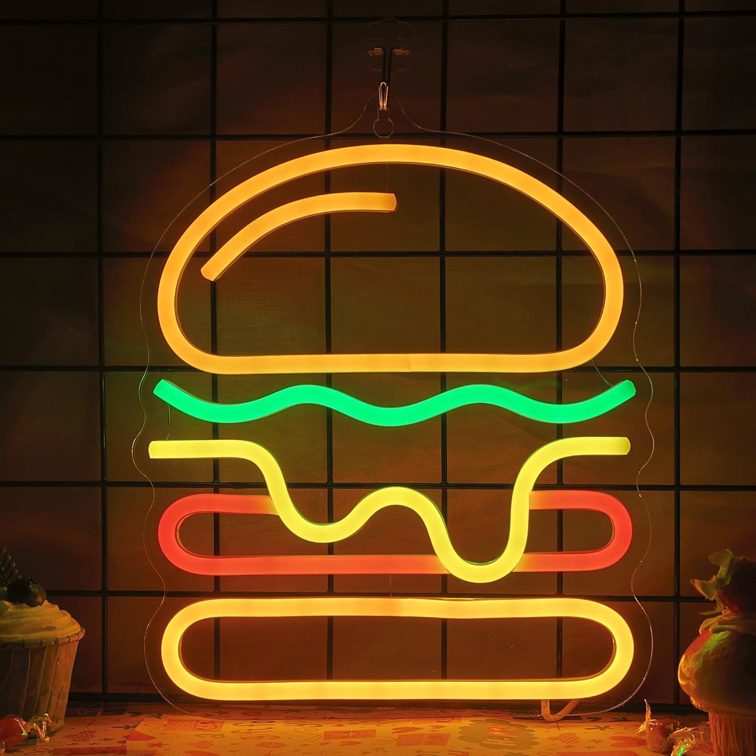 ハンバーガーネオンサイン、重ねチーズLEDライト付き、ファス - Photography Lighting For Food のレビューと価格