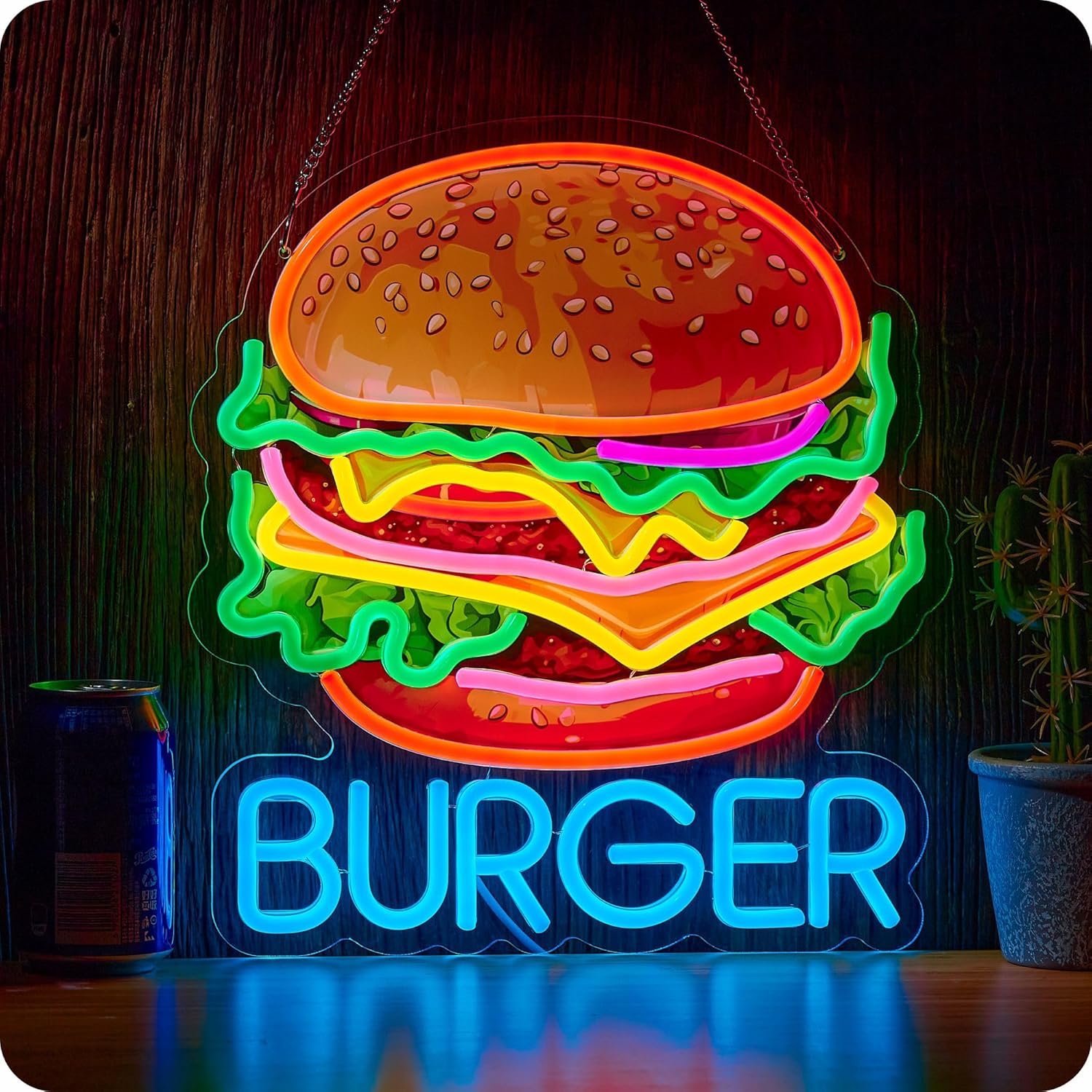 バーガーネオンサイン ビジネスアート ウォールライト USB - Photography Lighting For Food のレビューと価格