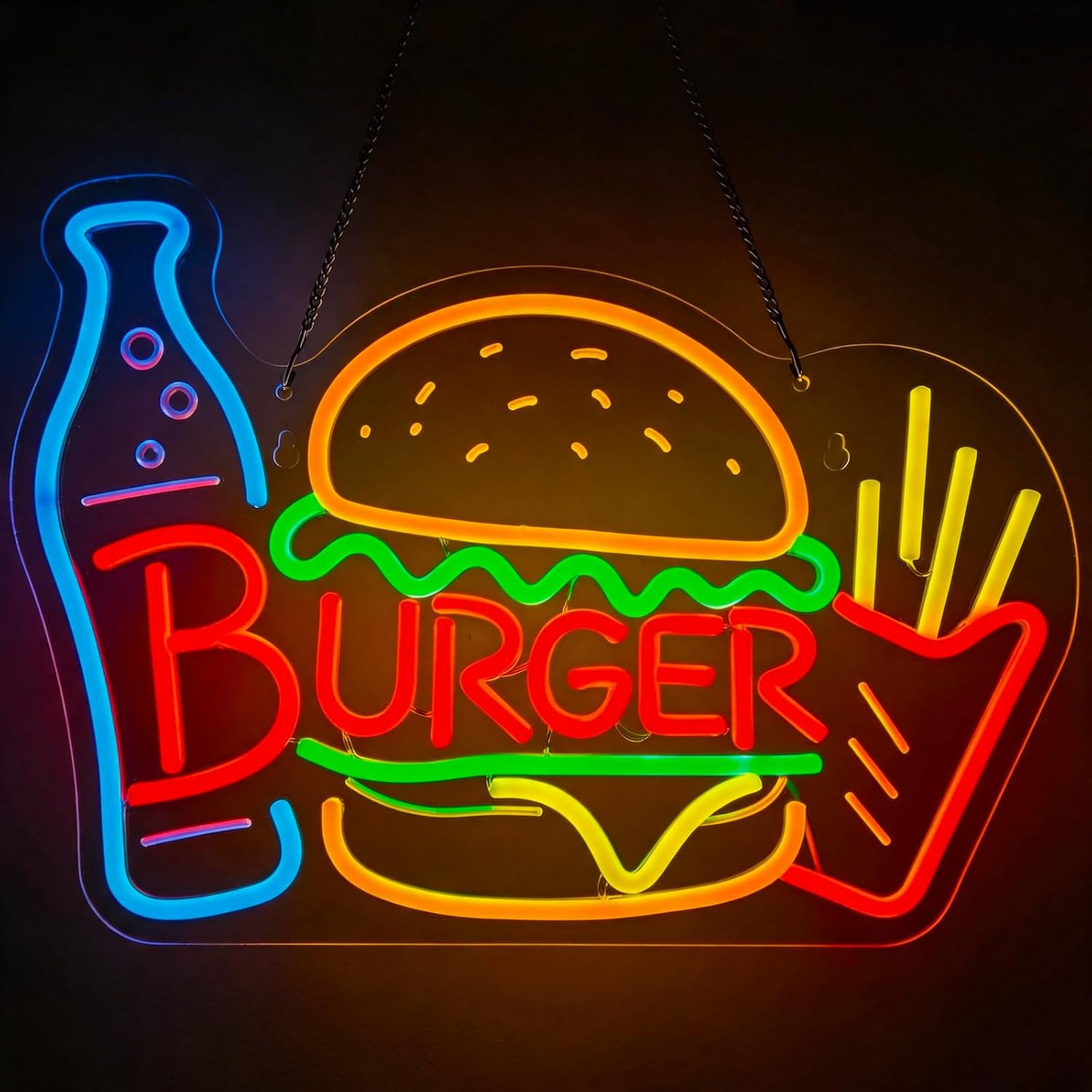 バーガーネオンサイン ビジネスアート ウォールライト USB - Photography Lighting For Food のレビューと価格