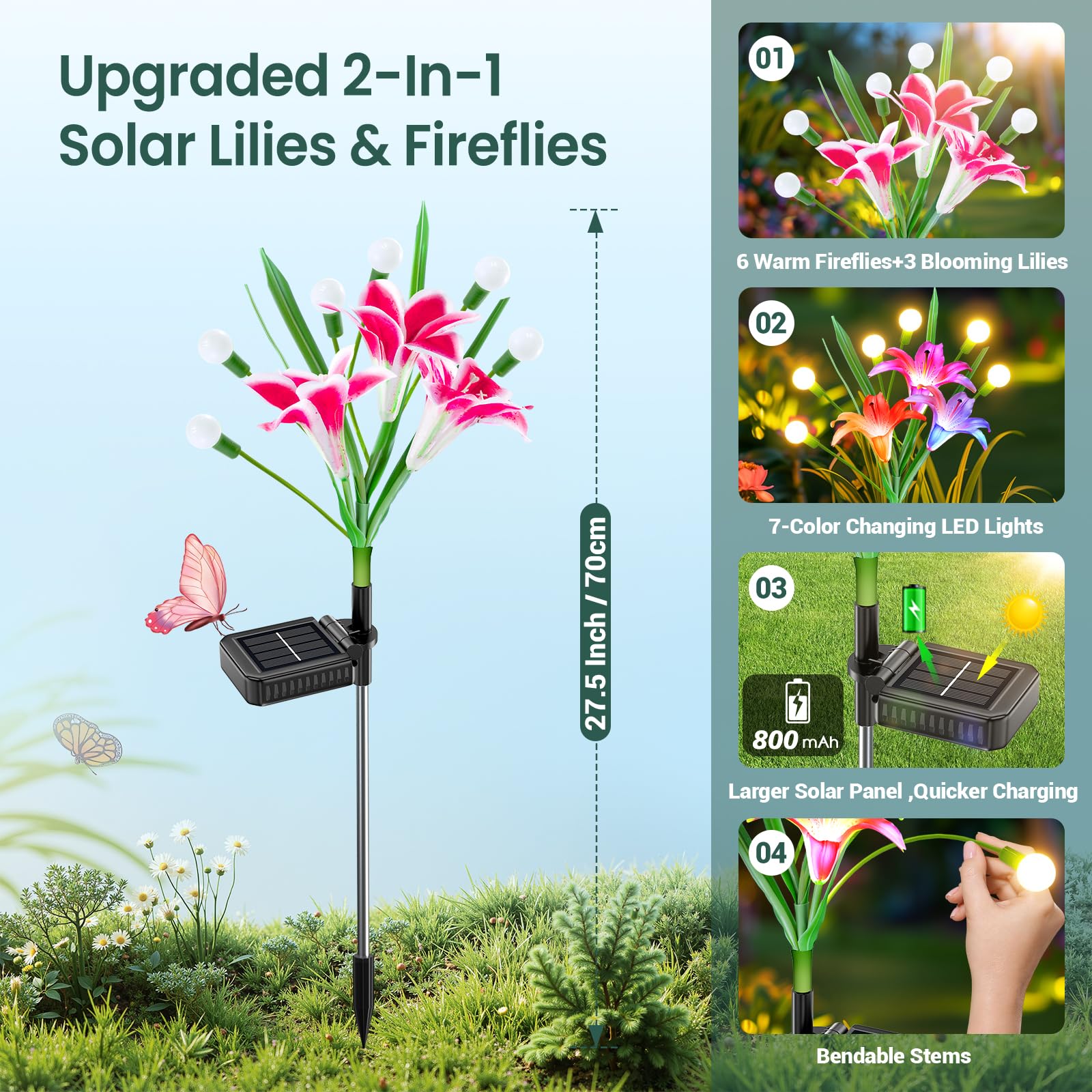 2/4パックアップグレードソーラーライト屋外ガーデンデコレー - Flower Photography Led Lighting Pack のレビューと価格
