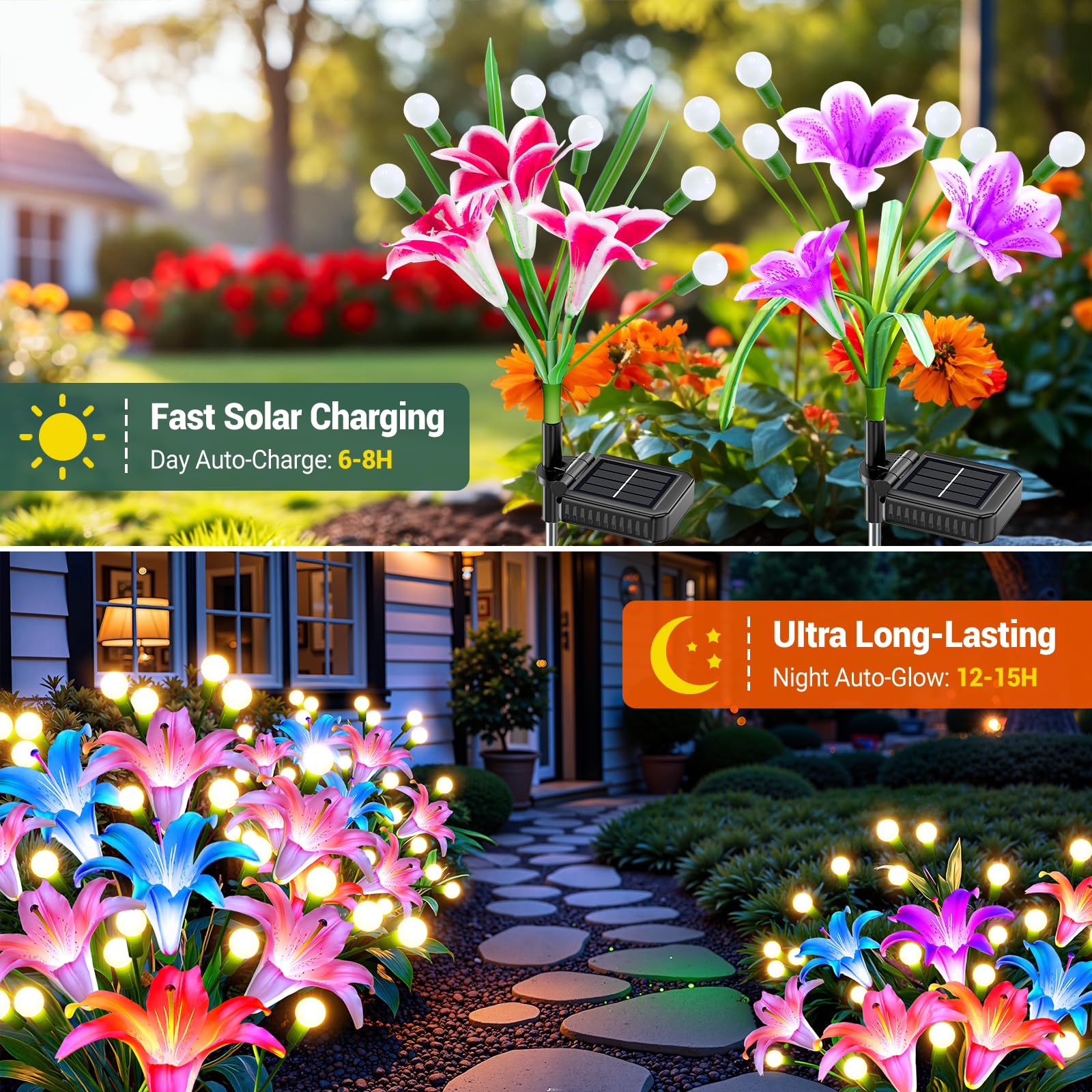 2/4パックアップグレードソーラーライト屋外ガーデンデコレー - Flower Photography Led Lighting Pack のレビューと価格