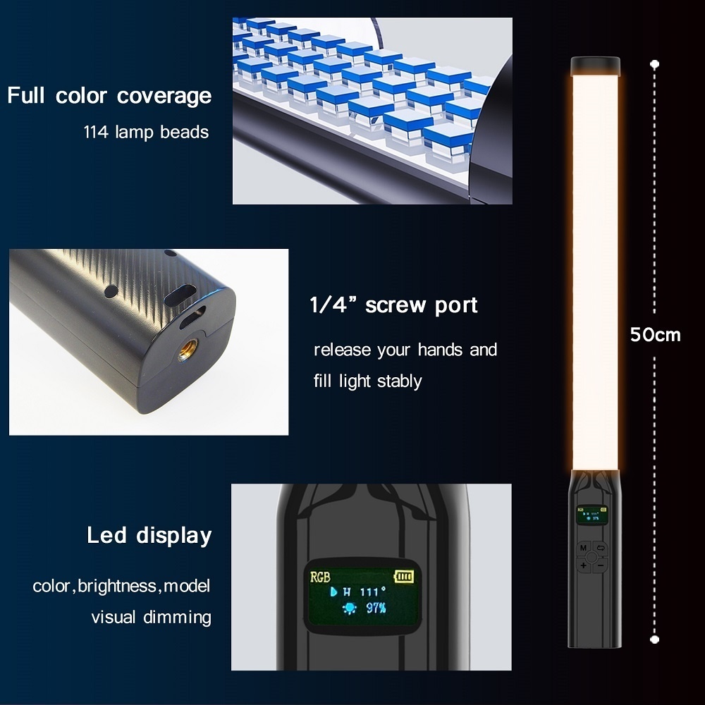 50 センチメートル RGB スティックライトワンド軽量ハン - Photography Lighting Youtube のレビューと価格