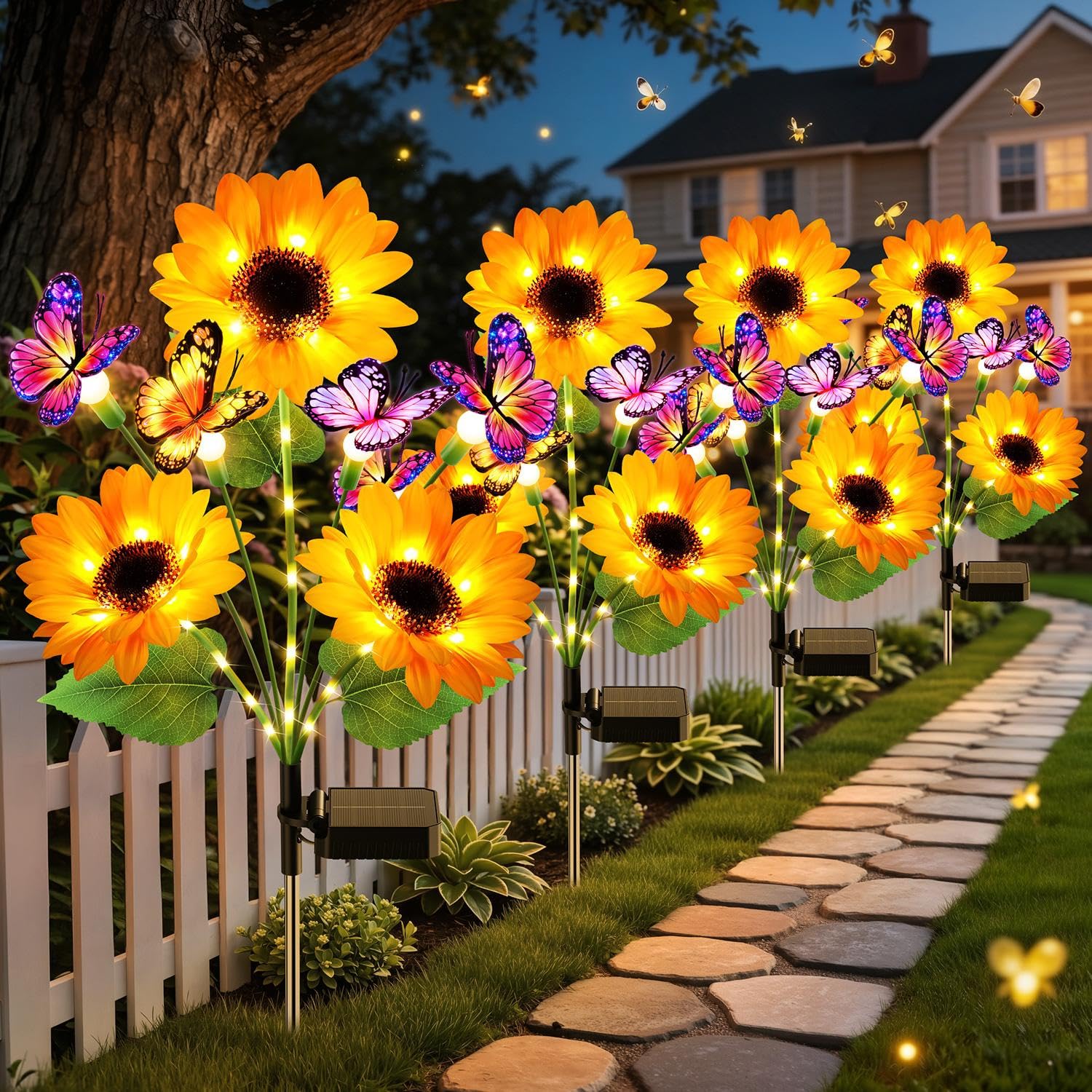 ソーラーガーデンライト屋外装飾、アップグレードされた4パック - Flower Photography Led Lighting Pack のレビューと価格