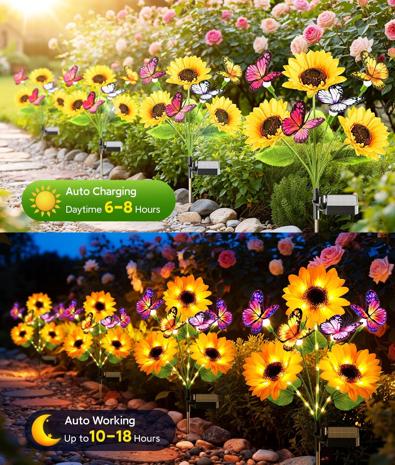 ソーラーガーデンライト屋外装飾、アップグレードされた4パック - Flower Photography Led Lighting Pack のレビューと価格