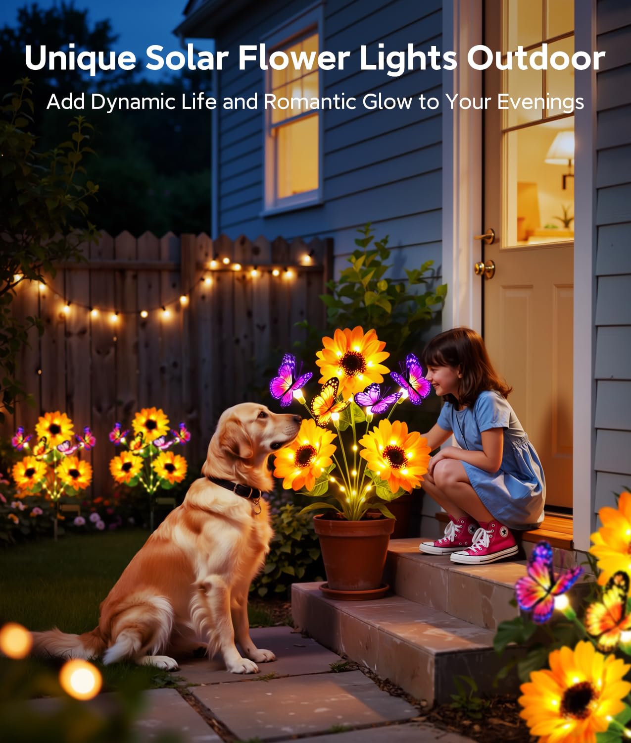 ソーラーガーデンライト屋外装飾、アップグレードされた4パック - Flower Photography Led Lighting Pack のレビューと価格