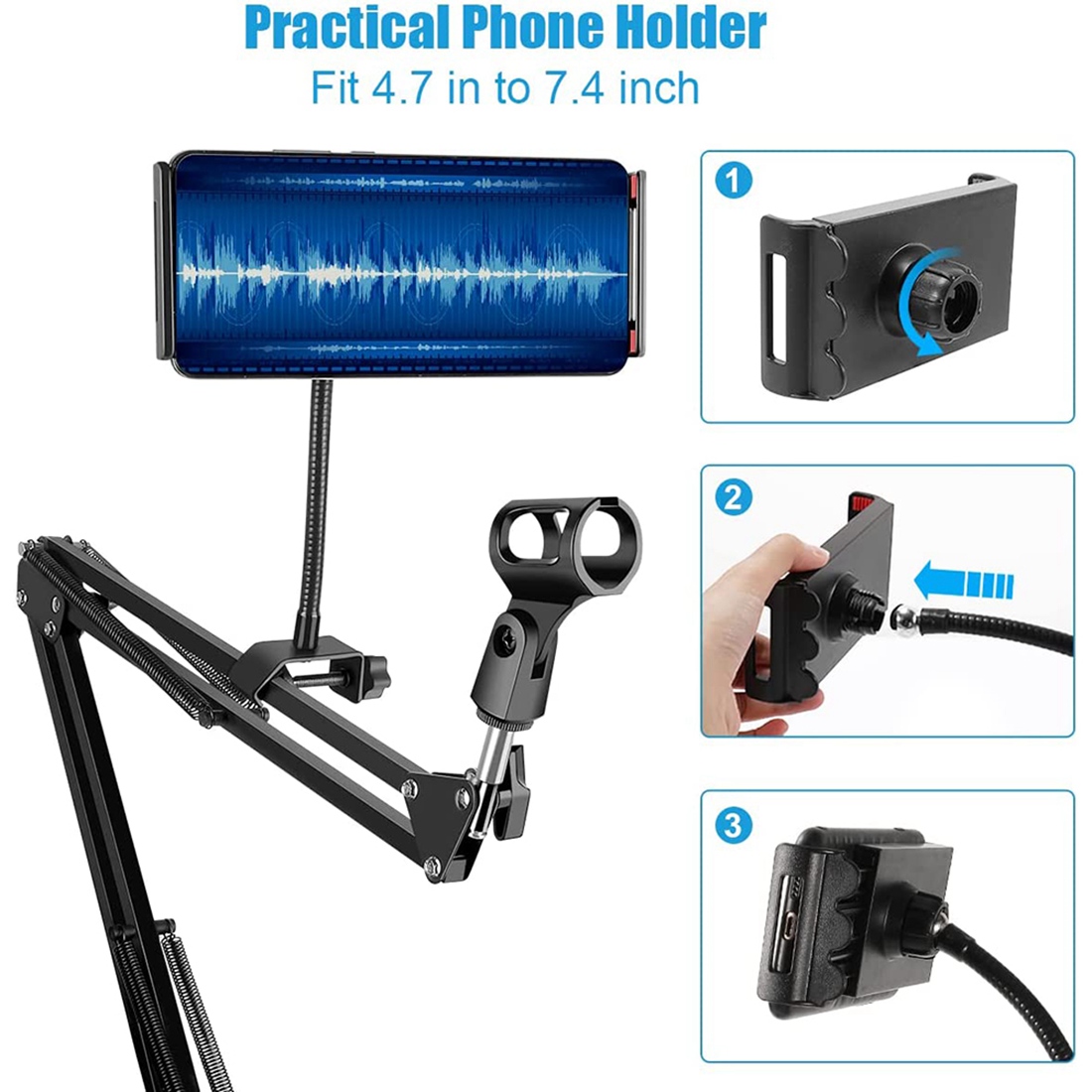 NALFI-マイクスタンド、調節可能なデスクサスペンションシ - Boom Arm Stand のレビューと価格
