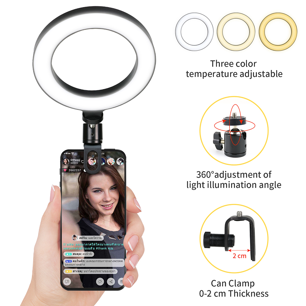 16cm LEDビデオライト スタンド付き セルフィーリング - Photography Lighting Youtube のレビューと価格