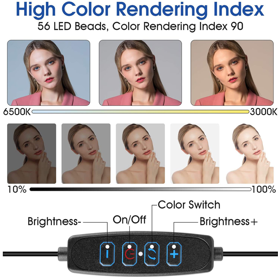 16cm LEDビデオライト スタンド付き セルフィーリング - Photography Lighting Youtube のレビューと価格