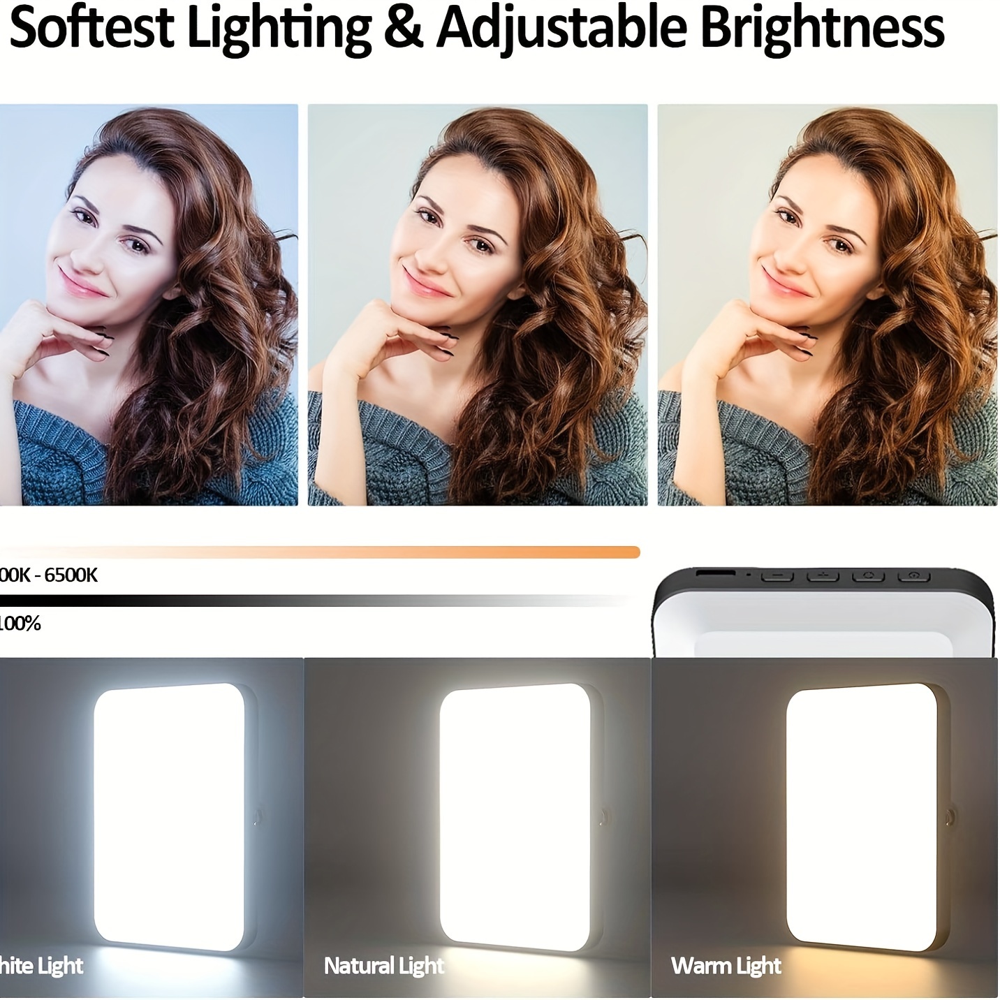 1個の充電式磁気LED自撮りライト、3モード調光可能なライト - Photography Lighting Video のレビューと価格