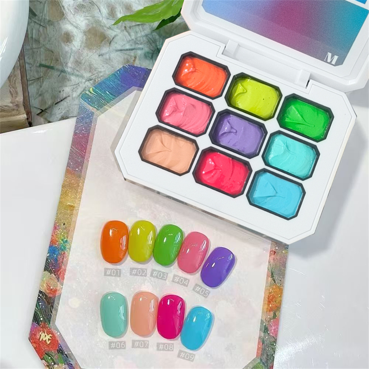 1pc 9 色ソリッドネイルポリッシュパットジェルペインティ - Photography Lighting Gels のレビューと価格
