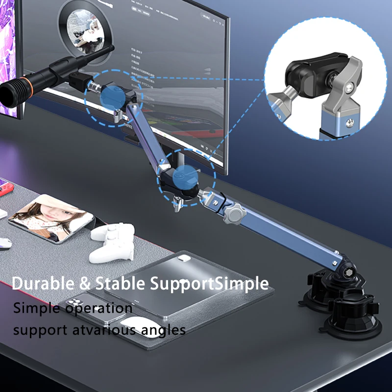 プロ仕様 デュアル吸盤マウント フレキシブルマイクハンガー  - Boom Arm Stand のレビューと価格