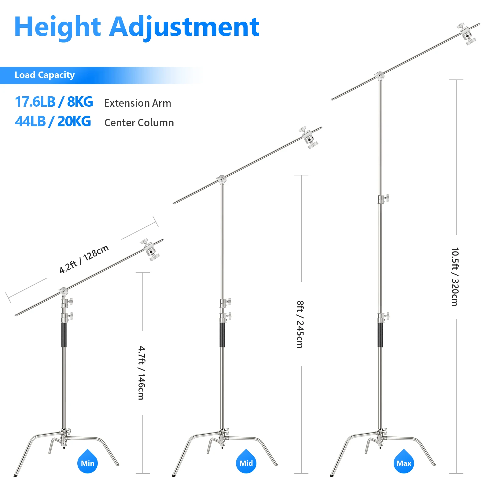 NEEWER Pro 100%ステンレス製ヘビーデューティー - Boom Arm Stand のレビューと価格